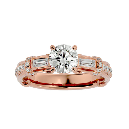 Edda side baguette diamond engagement ring