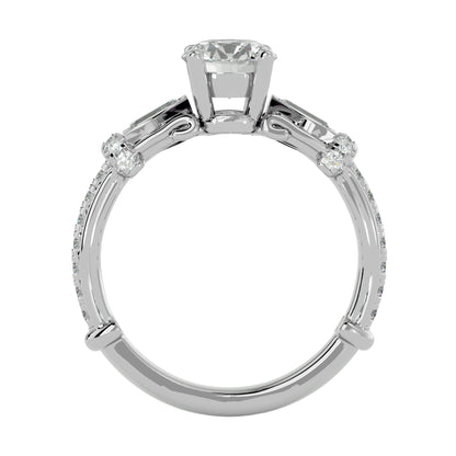 Edda side baguette diamond engagement ring