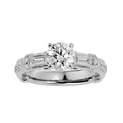 Edda side baguette diamond engagement ring