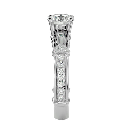 Edda side baguette diamond engagement ring
