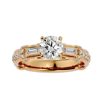Edda side baguette diamond engagement ring