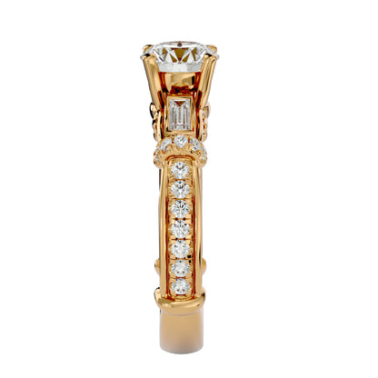 Edda side baguette diamond engagement ring