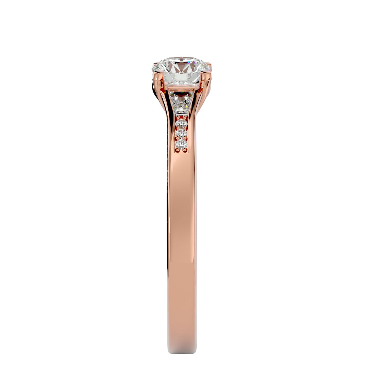 Tulip tapered diamond engagement ring