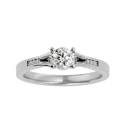 Tulip tapered diamond engagement ring
