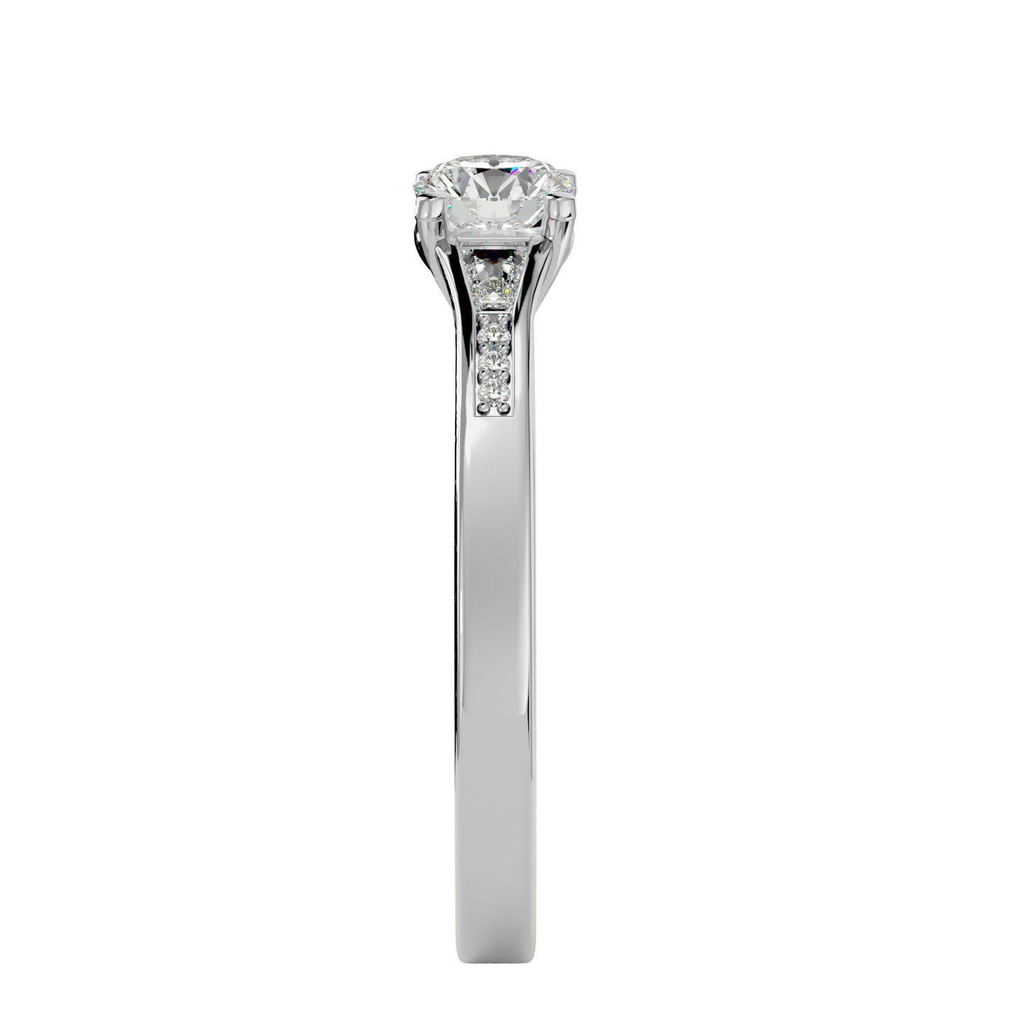 Tulip tapered diamond engagement ring