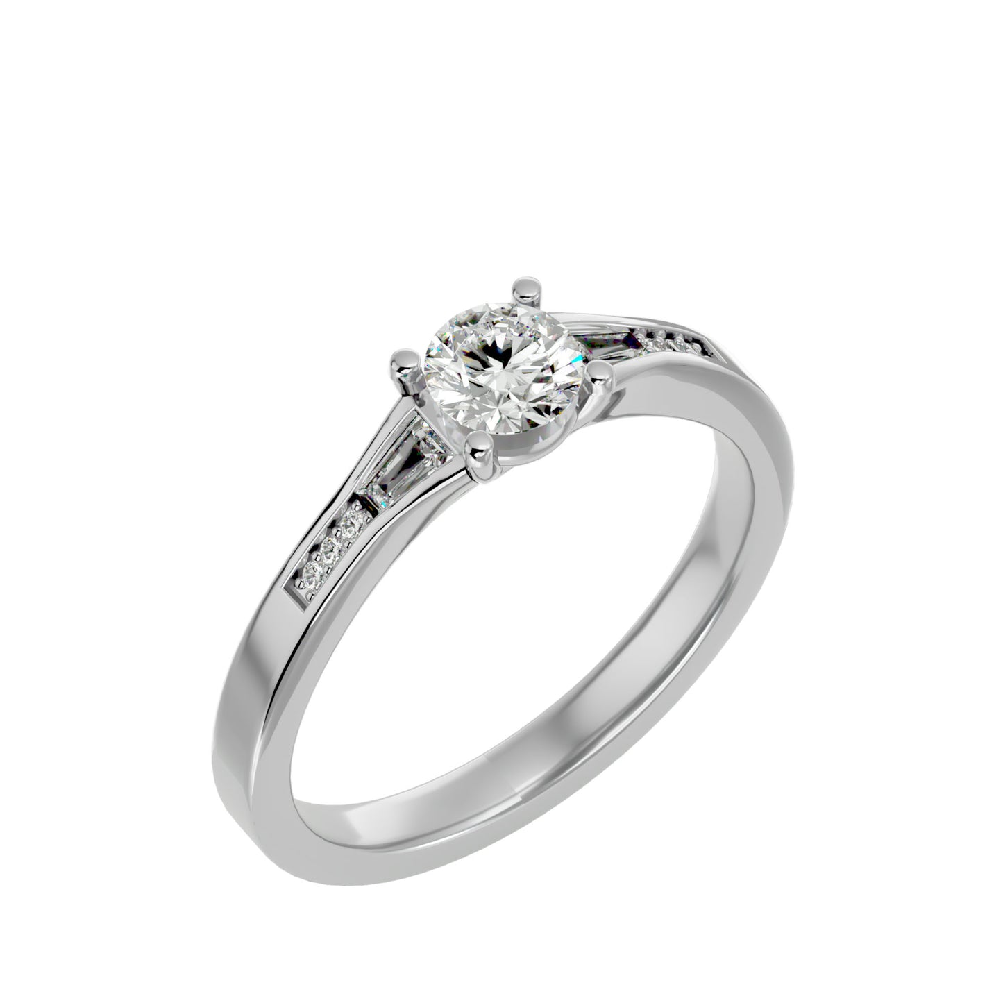Tulip tapered diamond engagement ring
