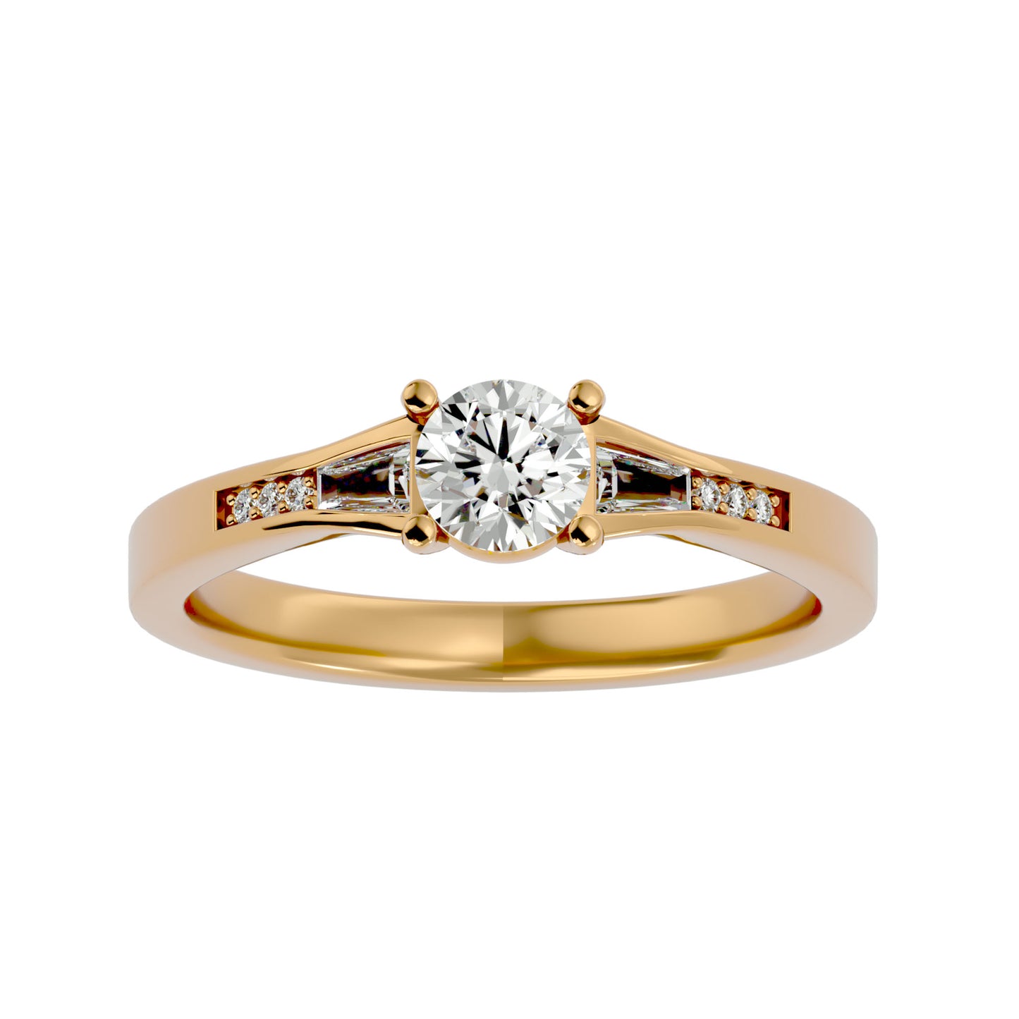 Tulip tapered diamond engagement ring