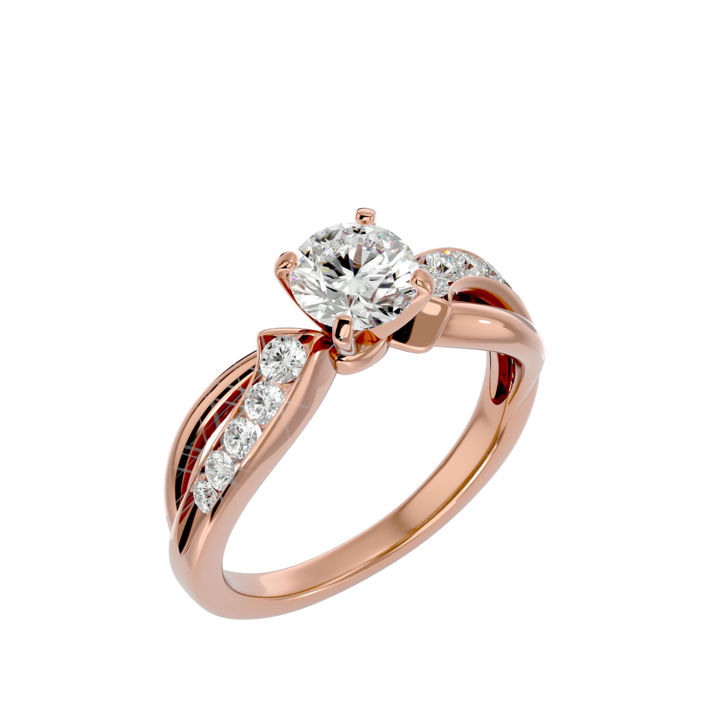 Meera criss cross diamond engagement ring