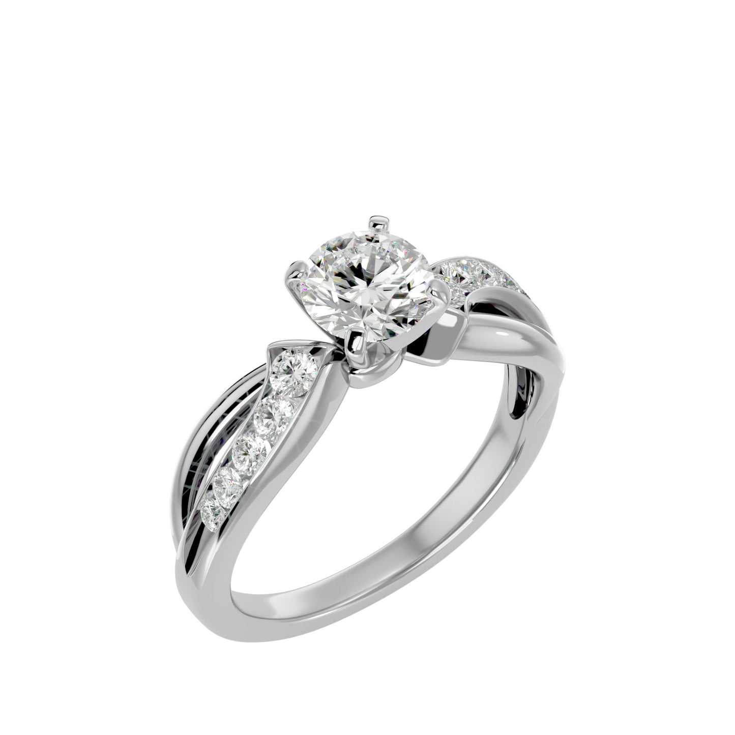 Meera criss cross diamond engagement ring