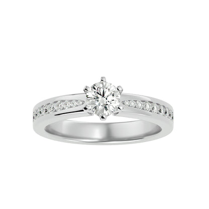 Indigo six prong diamond engagement ring