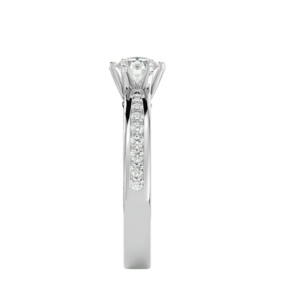 Indigo six prong diamond engagement ring