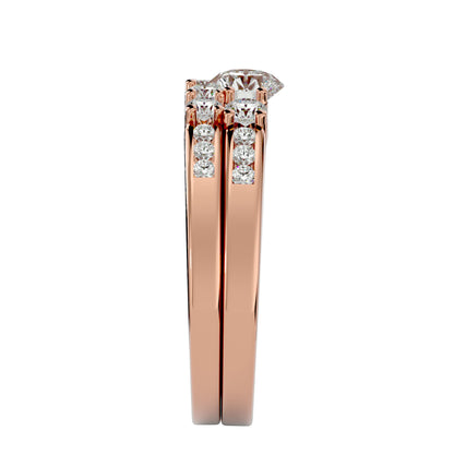 Nia diamond engagement ring with matching band