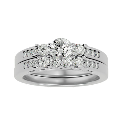 Nia diamond engagement ring with matching band
