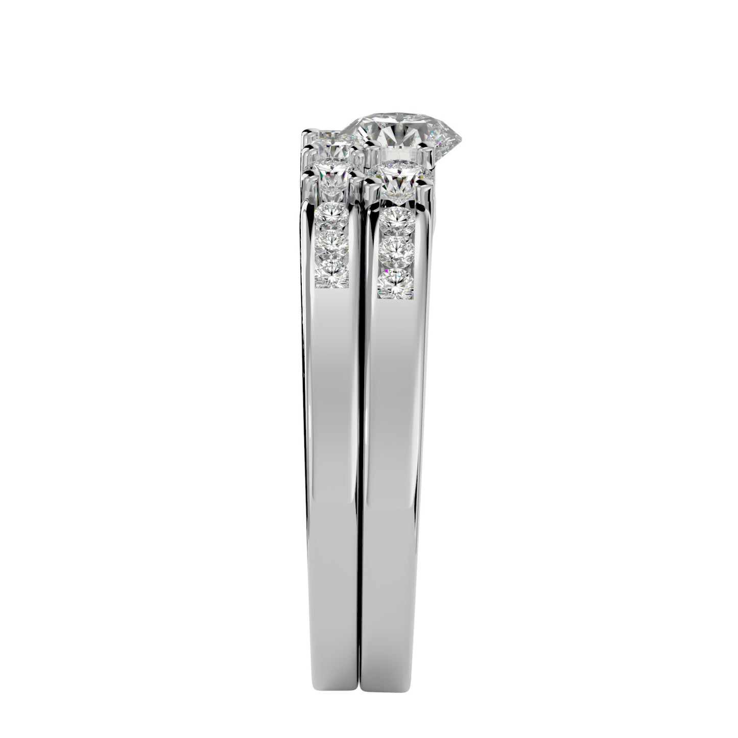 Nia diamond engagement ring with matching band