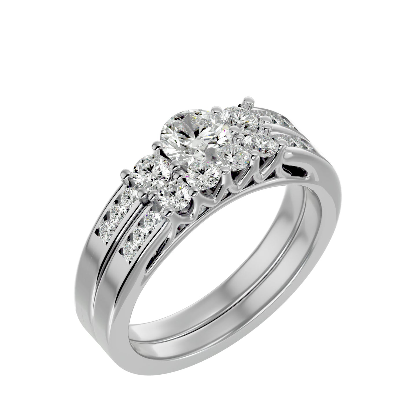 Nia diamond engagement ring with matching band