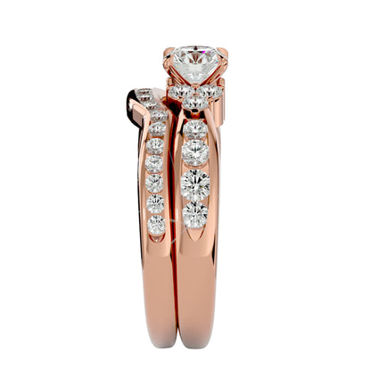 Liya diamond engagement ring with matching band