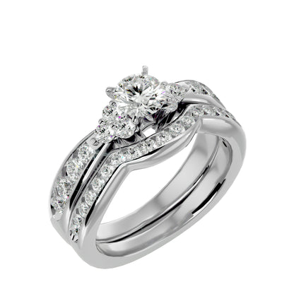 Liya diamond engagement ring with matching band