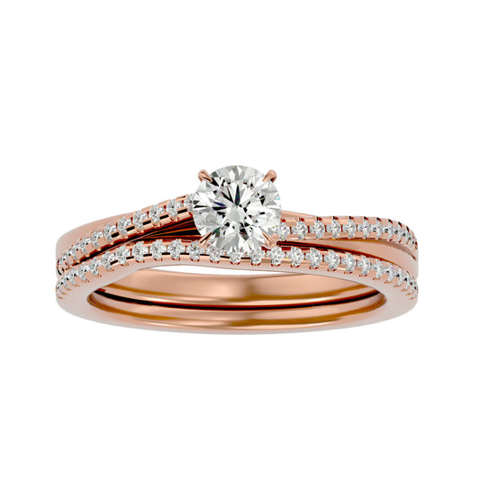 Anvi solitaire diamond engagement ring with matching band