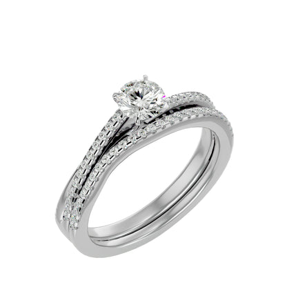 Anvi solitaire diamond engagement ring with matching band