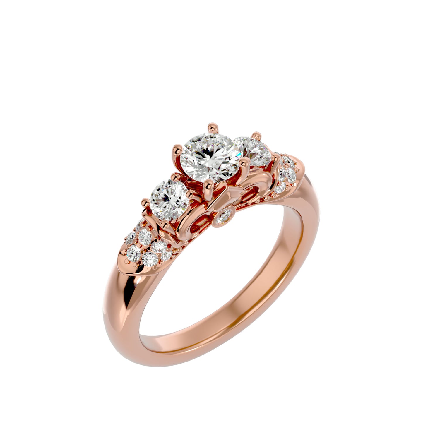 Faye three stone diamond engagement ring