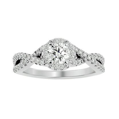 Sky criss cross diamond engagement ring