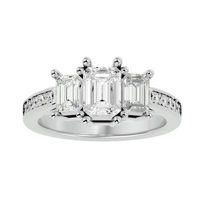 Alara side emerald diamond engagement ring
