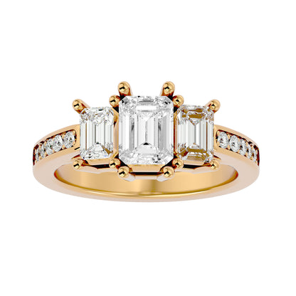 Alara side emerald diamond engagement ring