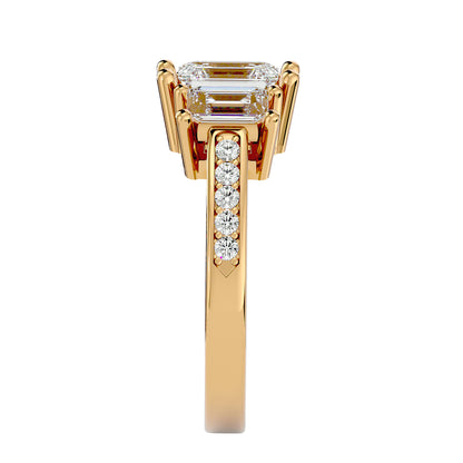 Alara side emerald diamond engagement ring