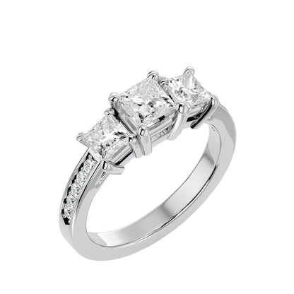 Lotte side princess diamond engagement ring