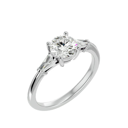 Lorenza side tapper diamond engagement ring