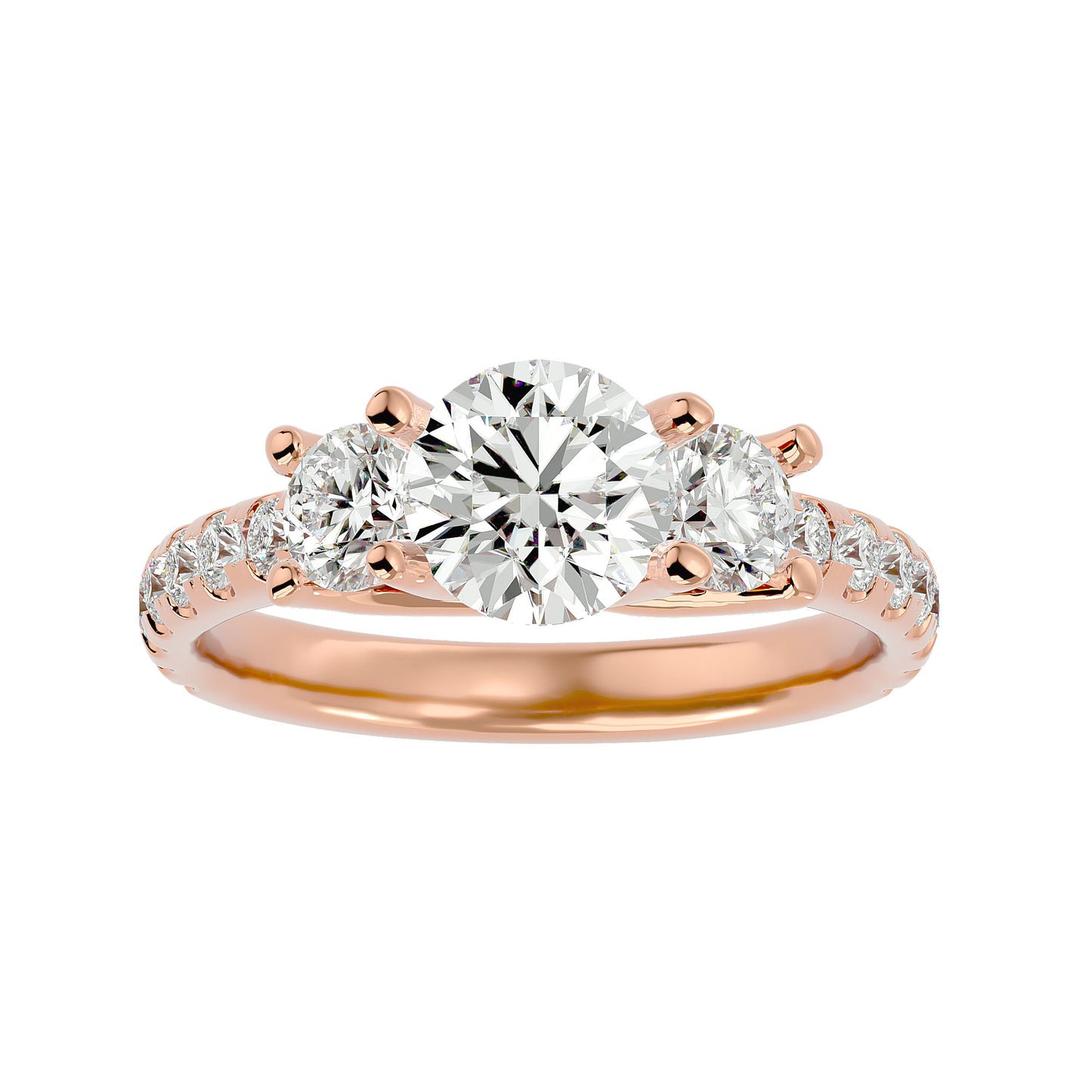 Vittoria side round diamond engagement ring