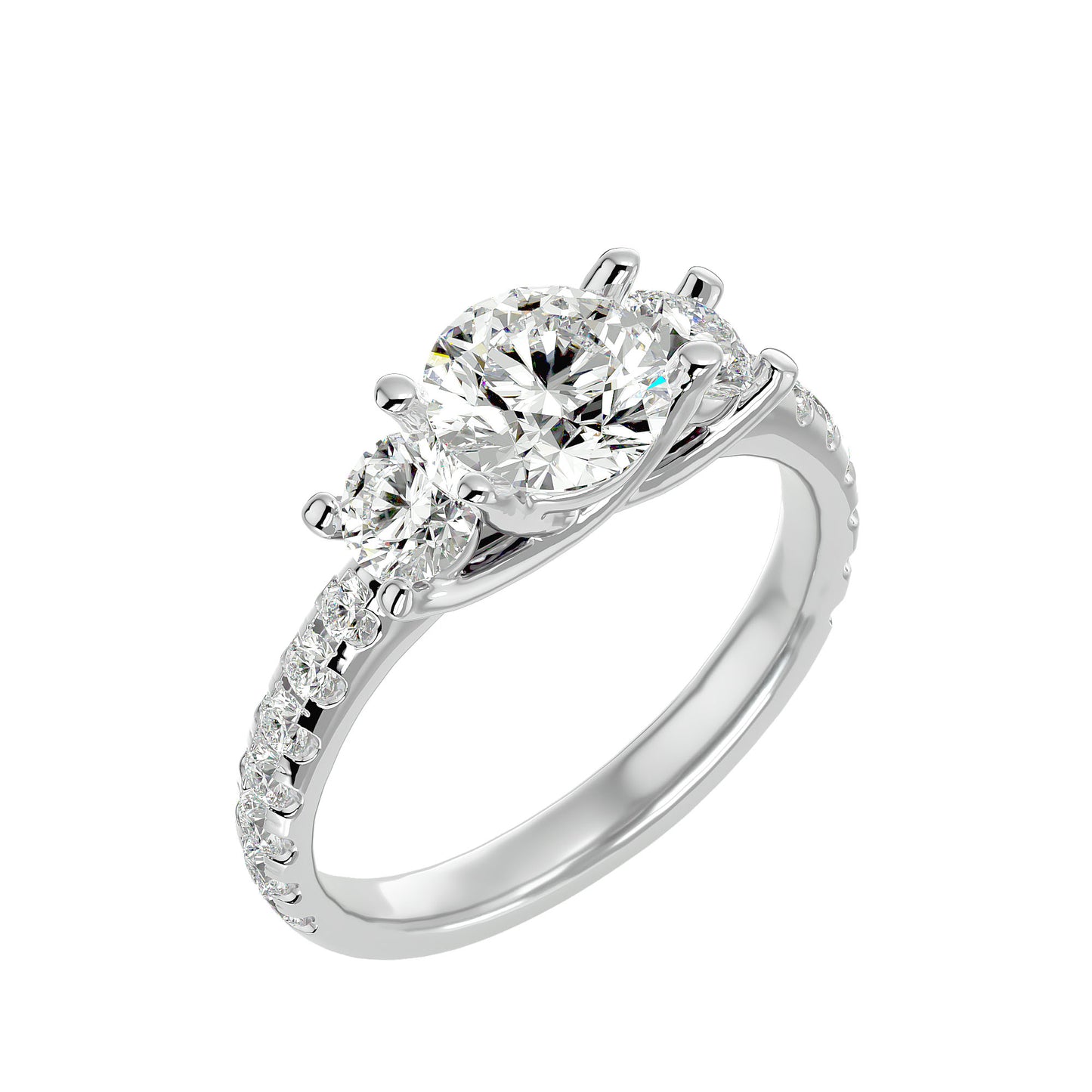 Vittoria side round diamond engagement ring