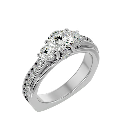 Elisabetta side round diamond engagement ring