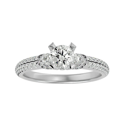 Cornelia side round diamond engagement ring