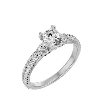 Cornelia side round diamond engagement ring