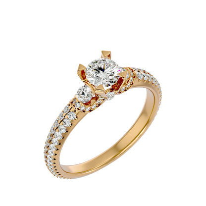 Cornelia side round diamond engagement ring