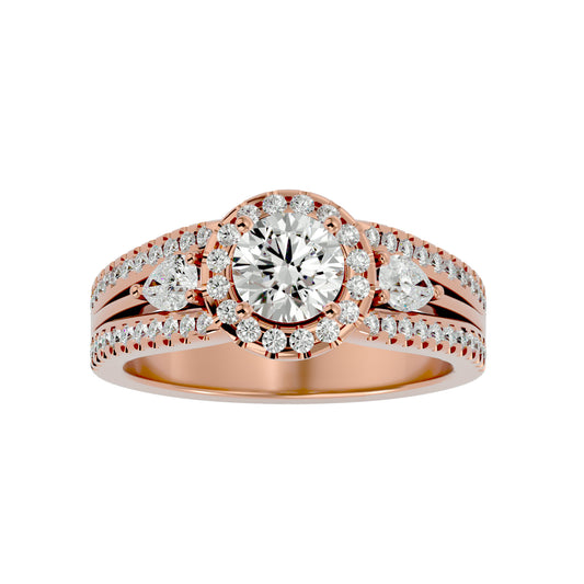 Xia three stone diamond engagement ring