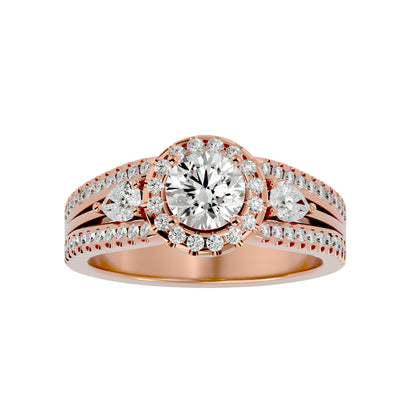 Xia three stone diamond engagement ring