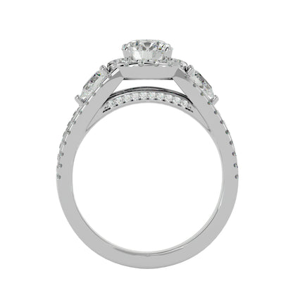 Xia three stone diamond engagement ring