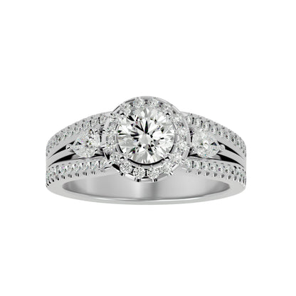 Xia three stone diamond engagement ring