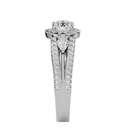Xia three stone diamond engagement ring