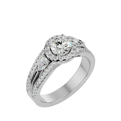 Xia three stone diamond engagement ring