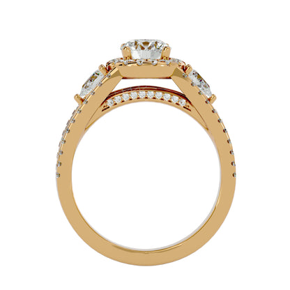 Xia three stone diamond engagement ring