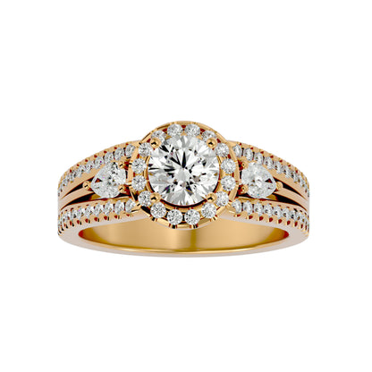 Xia three stone diamond engagement ring