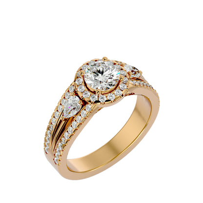 Xia three stone diamond engagement ring
