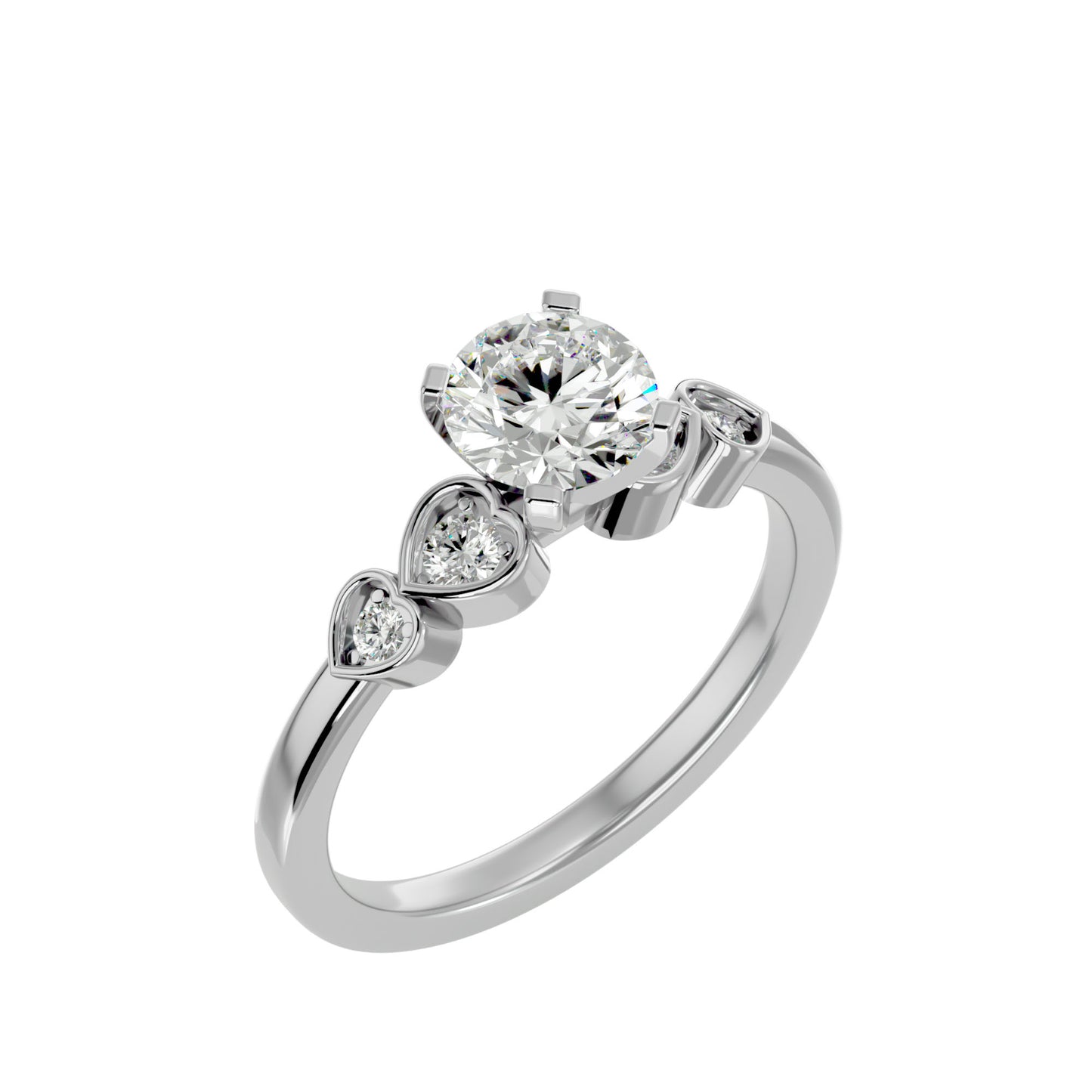 Jing side diamond engagement ring