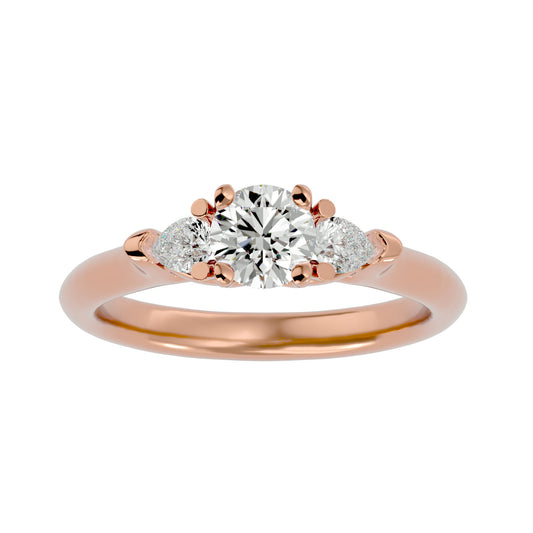 Zhen side pear diamond engagement ring