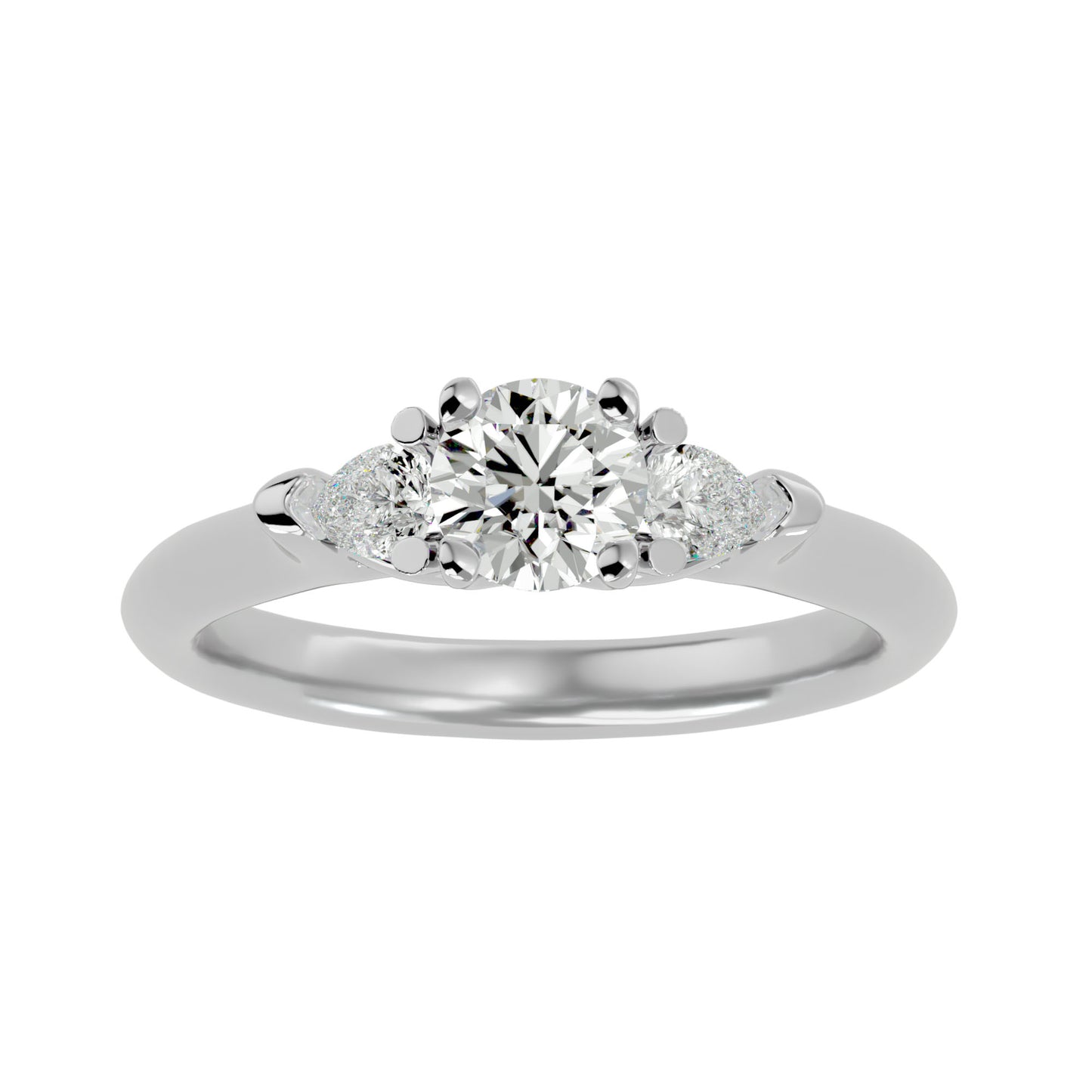 Zhen side pear diamond engagement ring