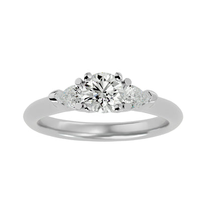 Zhen side pear diamond engagement ring
