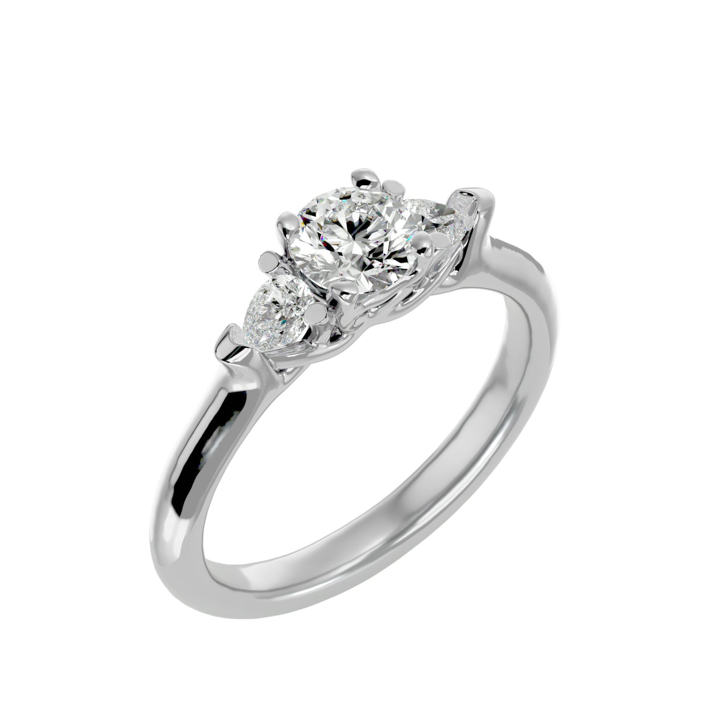 Zhen side pear diamond engagement ring